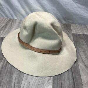 Rag‎ & Bone Womens Wide Floppy Brim Fedora Hat Blush Wool Size Small Made In USA